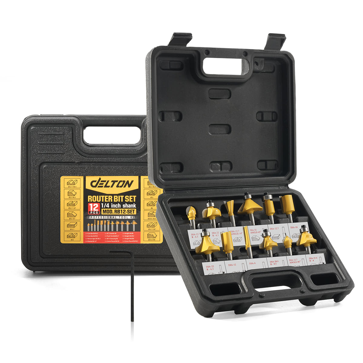 ชุดดอกเราท์เตอร์ DELTON รุ่น RB12-SET 1/4 นิ้ว 12 ชิ้น_7
